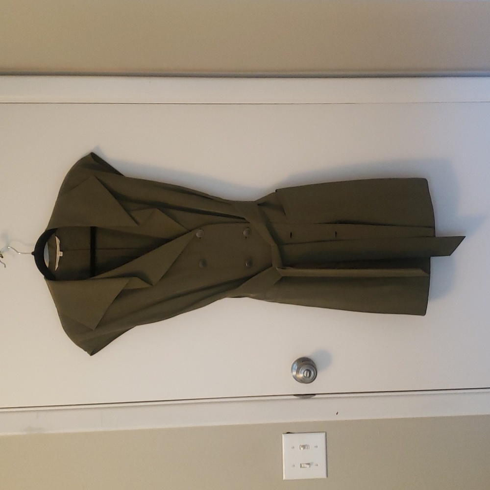 RACHEL Rachel Roy Army Green Sleeveless Belted Shirtdress